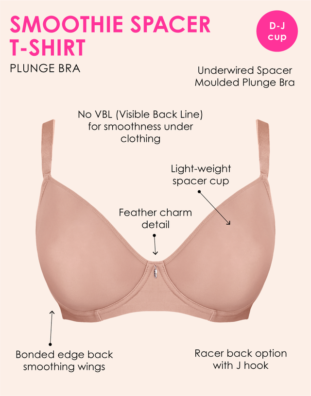 Curvy Kate Smoothie Spacer Moulded T-Shirt Plunge Bra Latte / 38D Curvy Kate Smoothie Spacer Moulded T-Shirt Plunge Bra Latte / 38D
