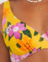 Figleaves Panama Plunge Bikini Top Yellow Floral