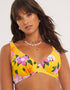 Figleaves Panama Plunge Bikini Top Yellow Floral