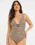 Figleaves Serengeti High Apex Swimsuit Leopard Print