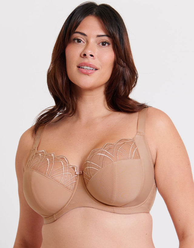 Flirtelle Emilie Deco Full Cup Side Support Bra Cafe Au Lait