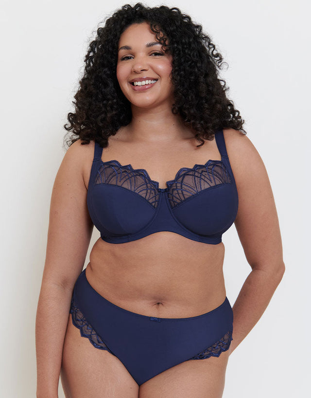 Flirtelle Emilie Deco Full Cup Side Support Bra Navy Blue
