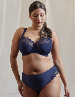 Flirtelle Emilie Deco Full Cup Side Support Bra Navy Blue