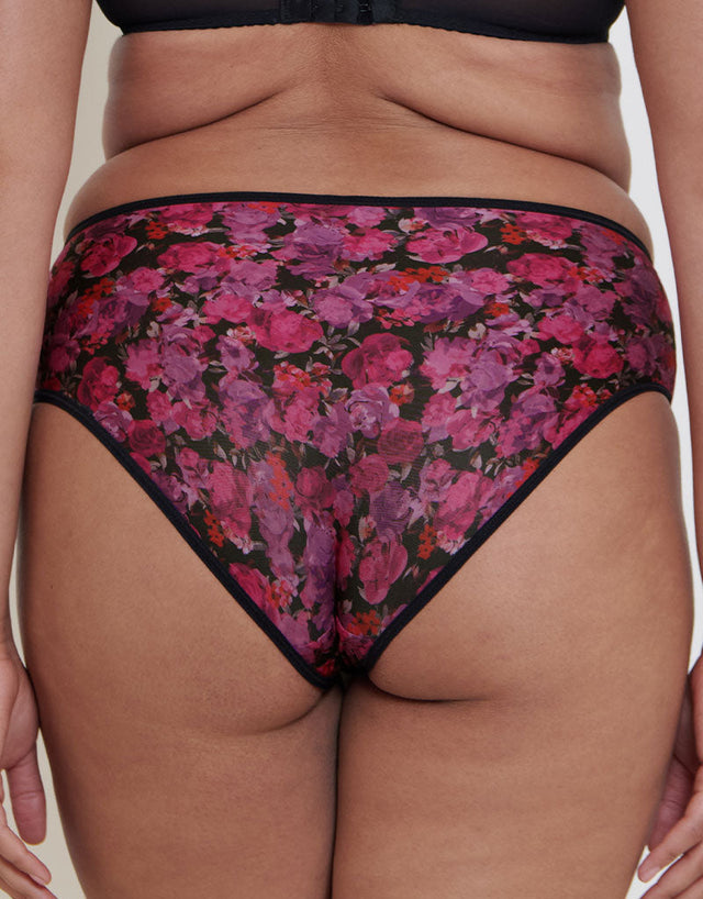Flirtelle Everyday Full Brief Black Floral Print