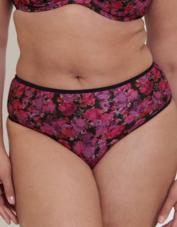 Flirtelle Everyday Full Brief Black Floral Print