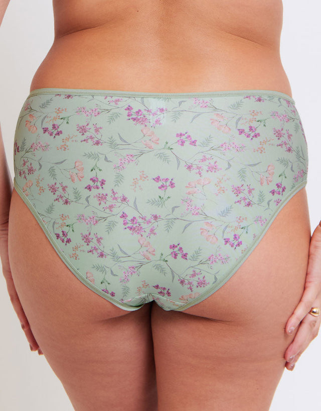 Flirtelle Everyday Full Brief Sage Green Print