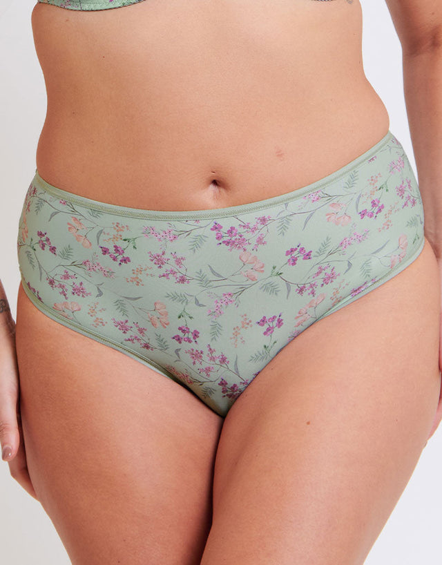 Flirtelle Everyday Full Brief Sage Green Print