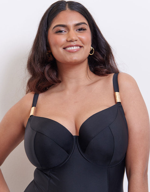 Flirtelle Maya Bay Balcony Swimsuit Black