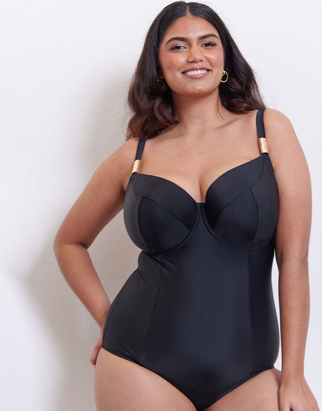 Flirtelle Maya Bay Balcony Swimsuit Black