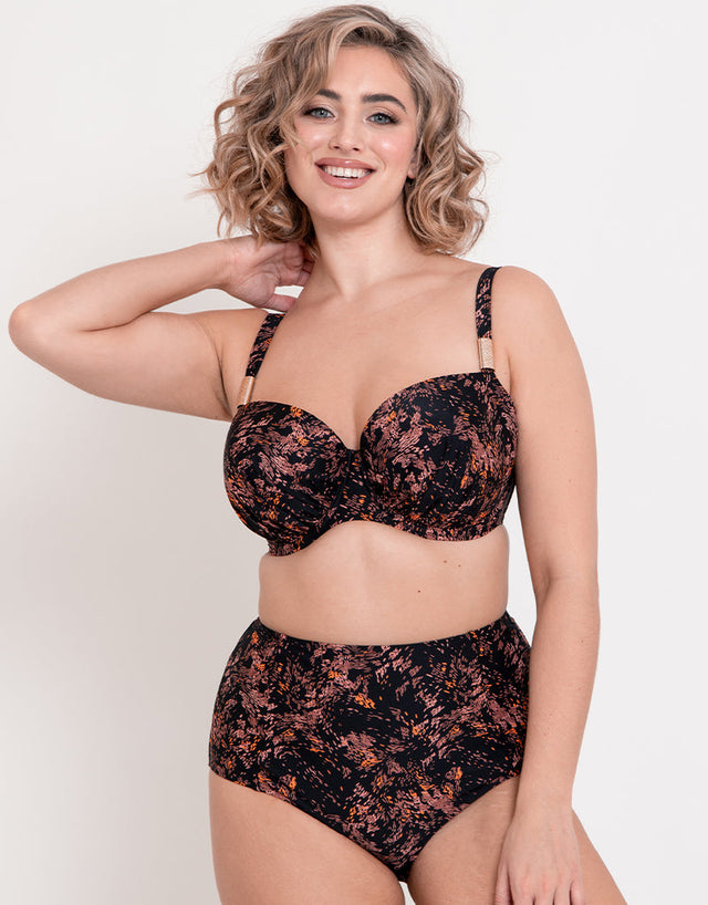 Flirtelle Maya Bay High Waist Bikini Brief Black Print