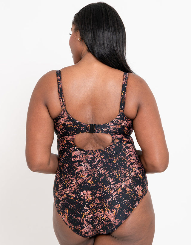 Flirtelle Maya Bay Balcony Swimsuit Black Print