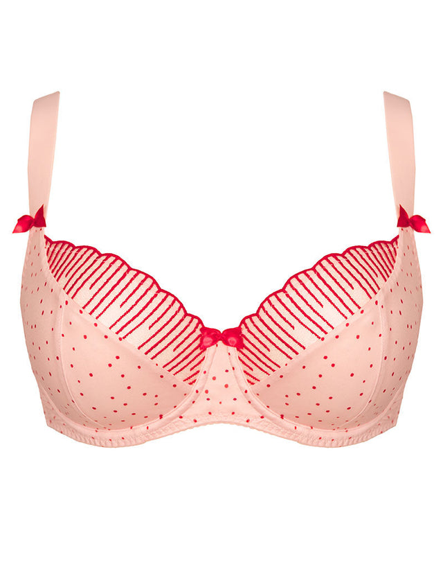 Flirtelle Riley Balcony Bra Pink Polka Dot Print