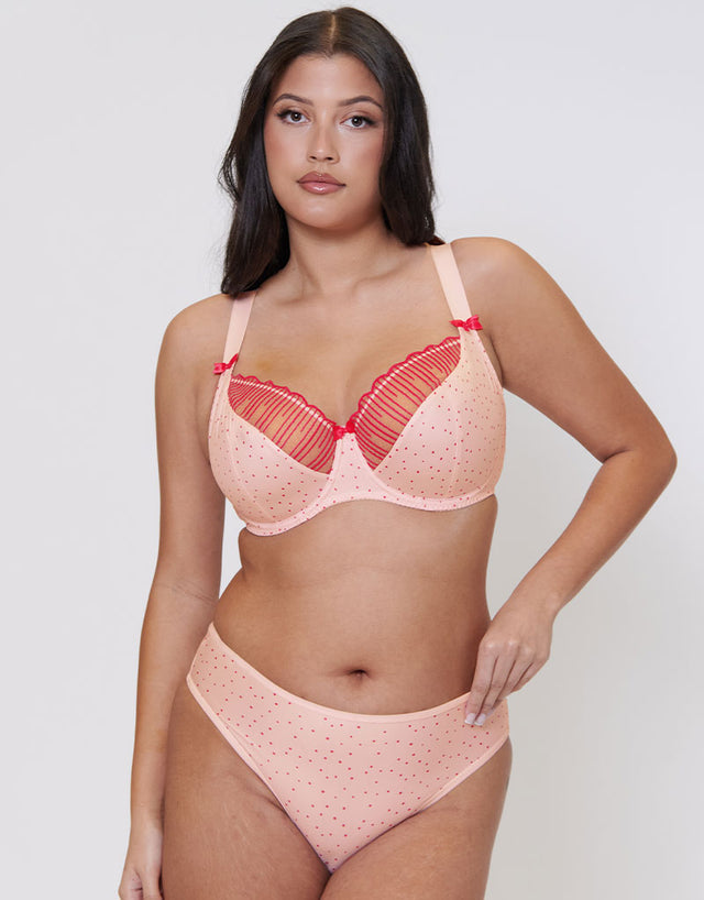 Flirtelle Riley Balcony Bra Pink Polka Dot Print