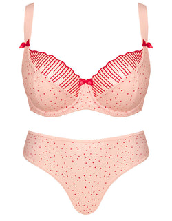 Flirtelle Riley Balcony Bra Pink Polka Dot Print
