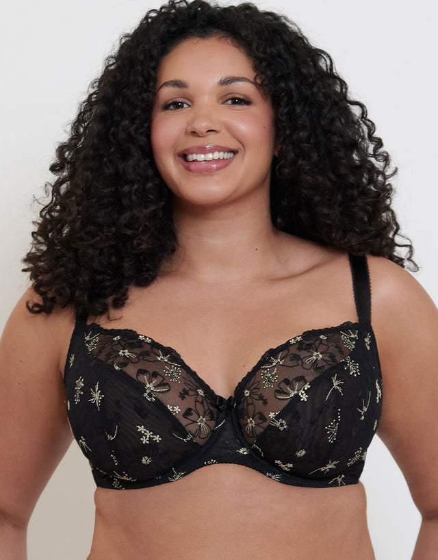 Flirtelle Rosie Balcony Bra Black/Gold