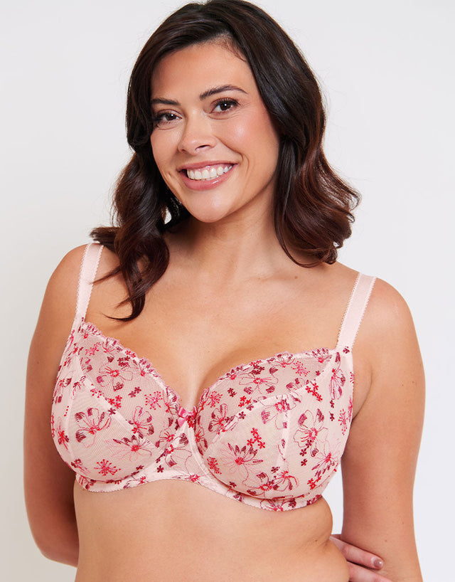 Flirtelle Rosie Balcony Bra Cream/Berry Mix
