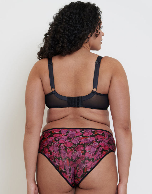 Flirtelle Everyday Full Brief Black Floral Print
