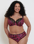 Flirtelle Swirl Balcony Bra Black Floral Print