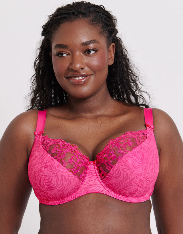 Flirtelle Swirl Balcony Bra Pink Zebra Print