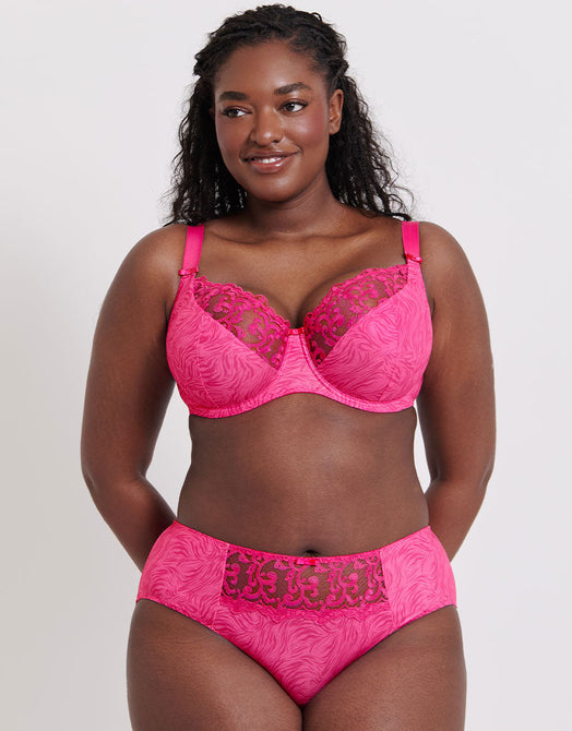 Flirtelle Swirl Balcony Bra Pink Zebra Print