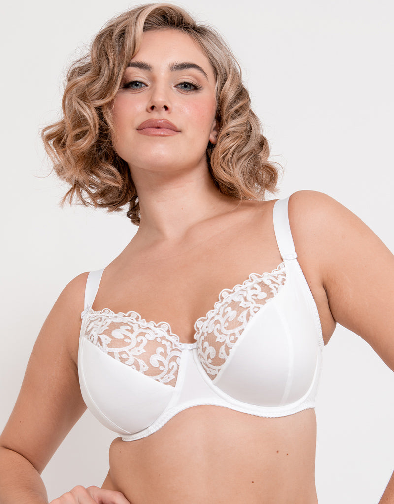 Full Support Plus Size Lace Bras for Larger Bust, Gorsenia, Size: 32K -  46D, Color: Beige