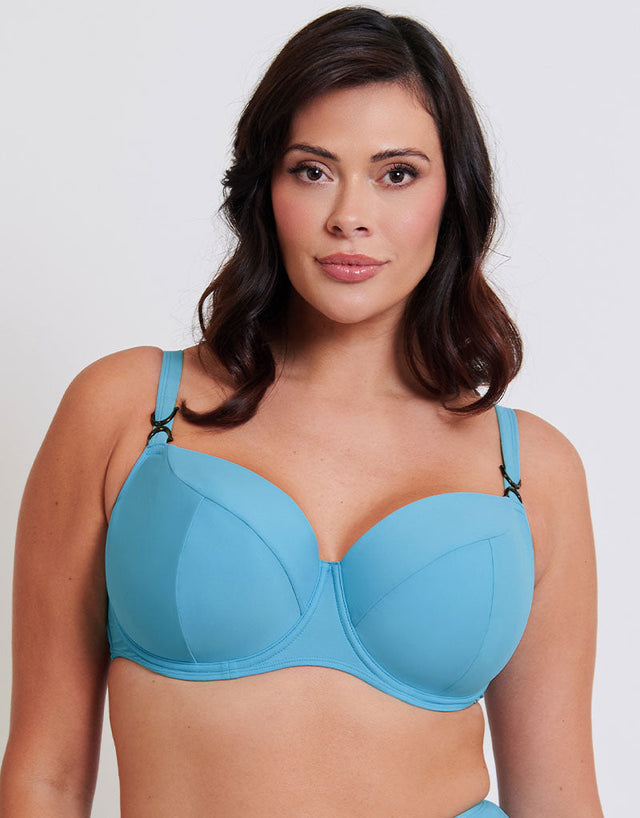 Flirtelle Verona Beach Padded Balcony Bikini Top Aqua Blue