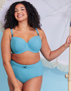 Flirtelle Verona Beach Padded Balcony Bikini Top Aqua Blue