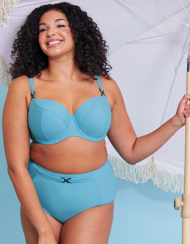 Flirtelle Verona Beach Padded Balcony Bikini Top Aqua Blue