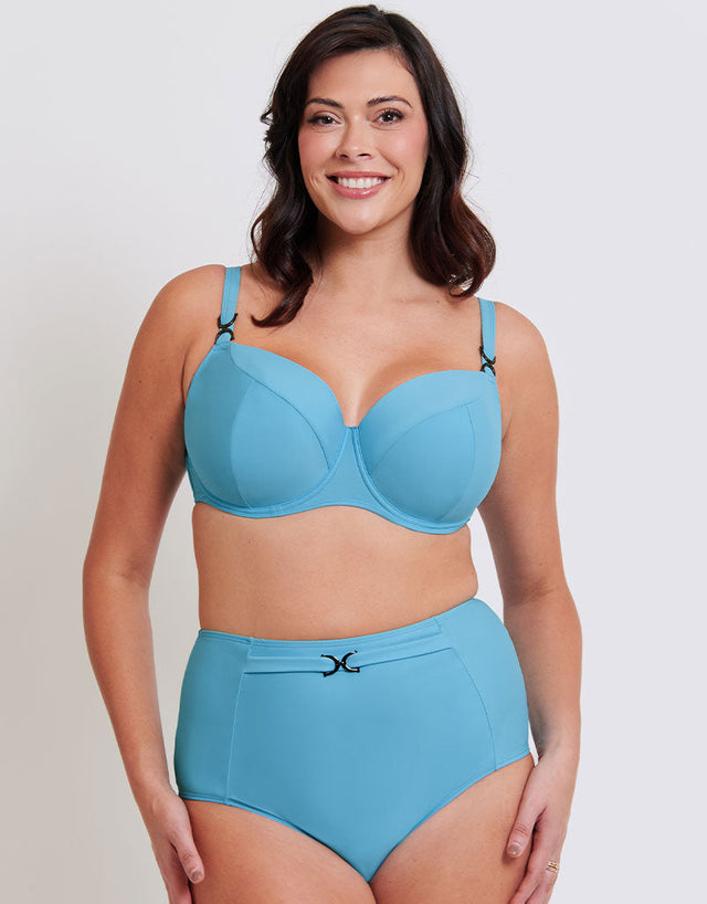 Flirtelle Verona Beach Padded Balcony Bikini Top Aqua Blue