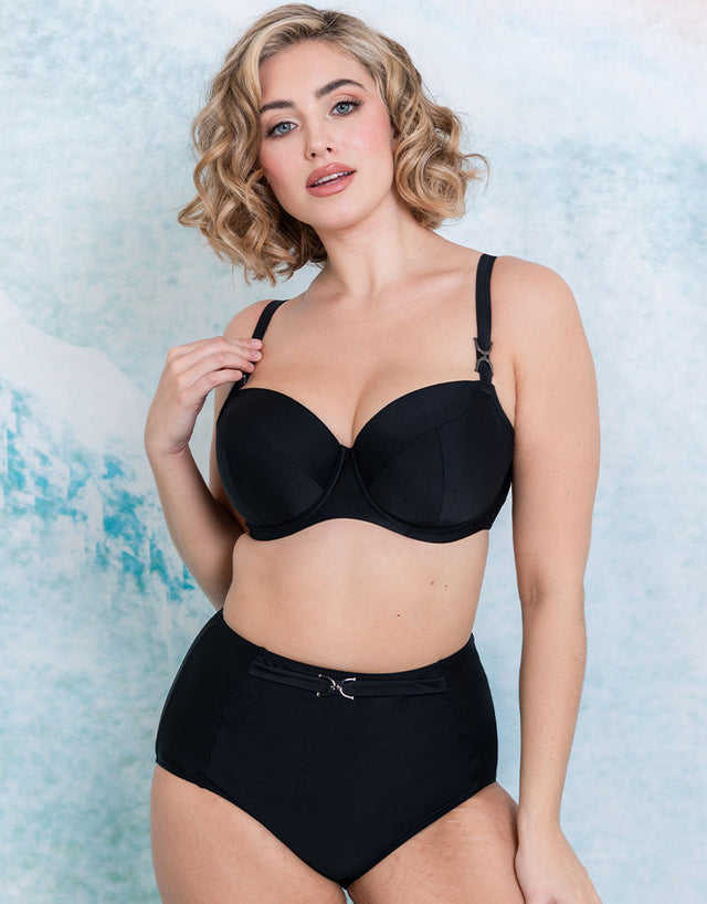 Flirtelle Verona Beach Padded Balcony Bikini Top Black