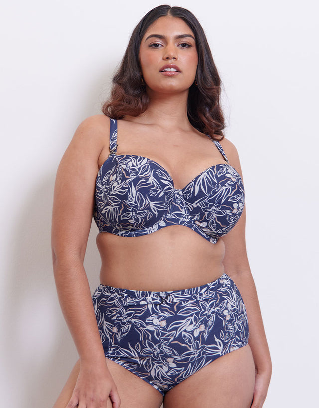 Flirtelle Verona Beach High Waist Bikini Brief Navy Print