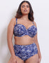 Flirtelle Verona Beach Padded Balcony Bikini Top Navy Print