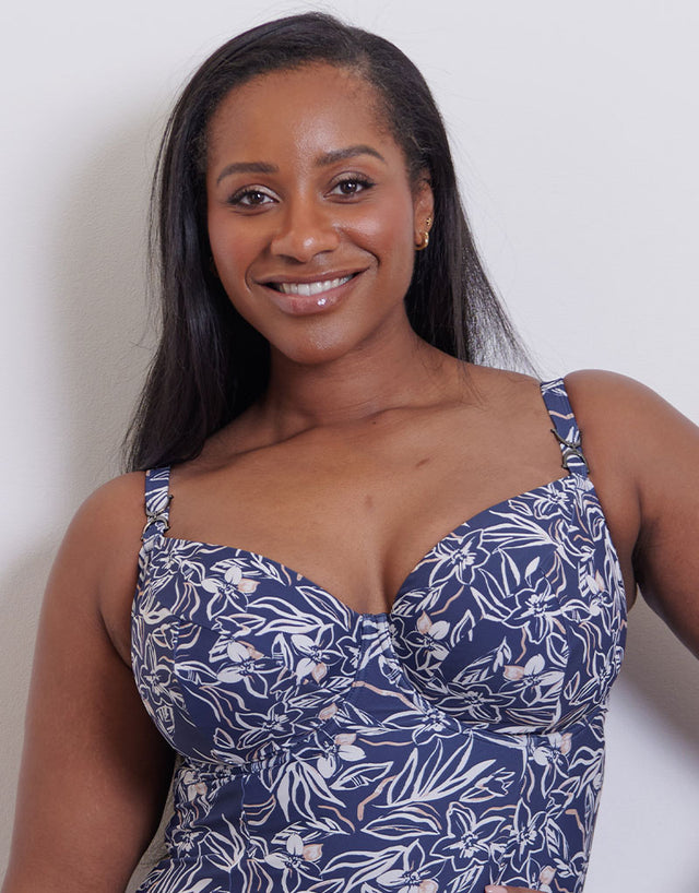 Flirtelle Verona Beach Balcony Swimsuit Navy Print