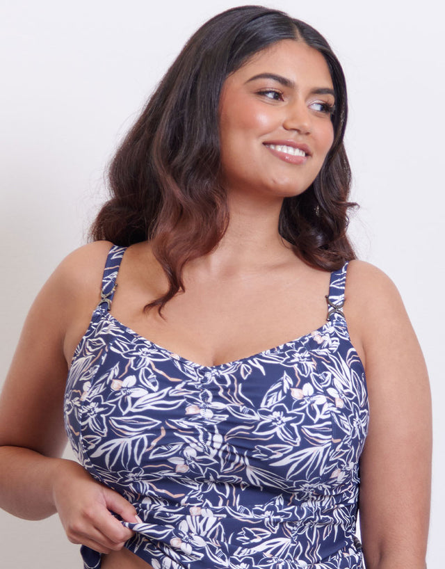 Flirtelle Verona Beach Balcony Tankini Top Navy Print