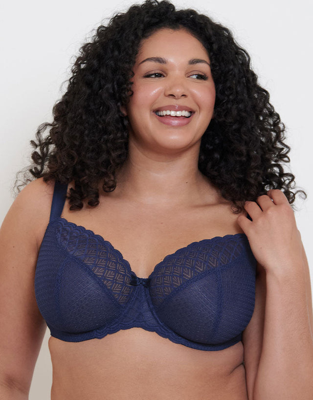 Flirtelle Viola Geo Balcony Bra Navy Blue