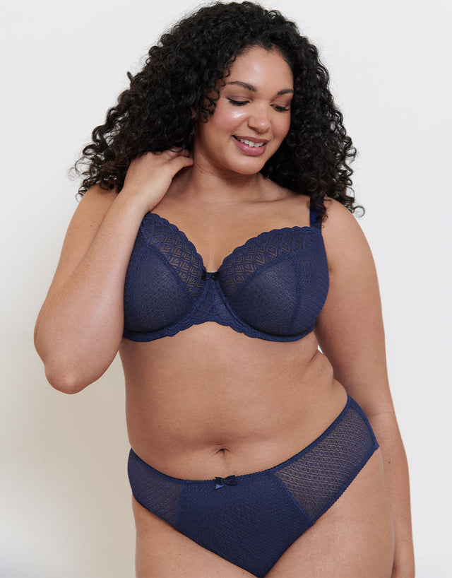 Flirtelle Viola Geo Balcony Bra Navy Blue