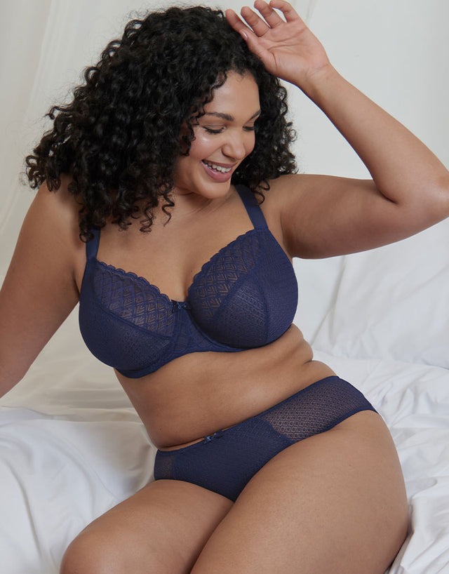 Flirtelle Viola Geo Balcony Bra Navy Blue