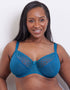 Flirtelle Viola Geo Balcony Bra Peacock Blue