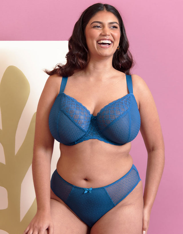 Flirtelle Viola Geo Balcony Bra Peacock Blue