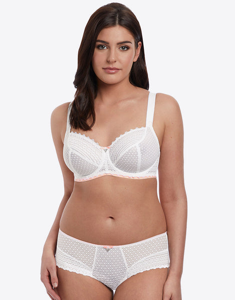 Buy DD-GG White Recycled Lace Comfort Full Cup Bra 34DD