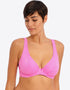 Freya Jewel Cove High Apex Plunge Bikini Top Stripe Raspberry