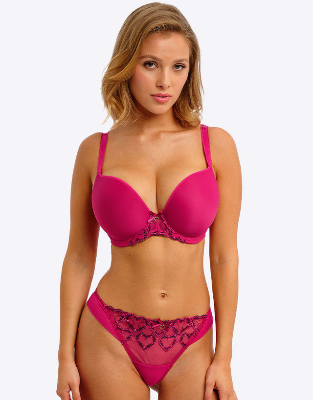 Freya Laurine Moulded Plunge T-Shirt Bra Raspberry Pink