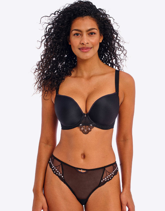 Freya Loveland Moulded Plunge T-Shirt Bra Boudoir Black