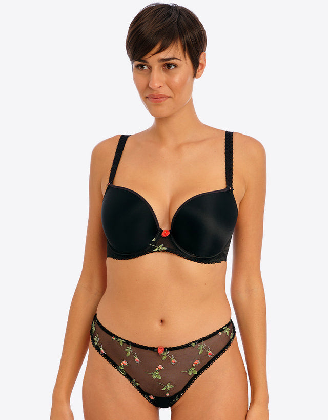Freya Rose Blossom Moulded Plunge T-shirt Bra Black