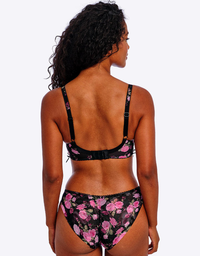Freya Rose Blossom Plunge Bra Black Rose Print