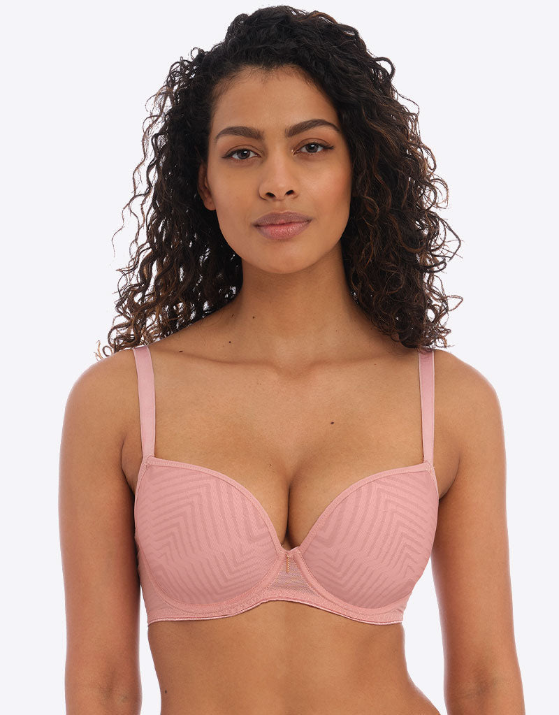 Freya Women's Cameo Moulded Plunge Underwire Bra - T-Shirt Friendly, Smooth Silhouette, Silver Trim