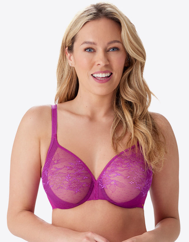 Gossard Glossies Lace Sheer Bra Vivid Fuchsia