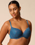 Gossard Superboost Lace Plunge Bra Deep Teal Blue