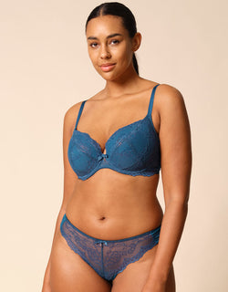 Gossard Superboost Lace Plunge Bra Deep Teal Blue