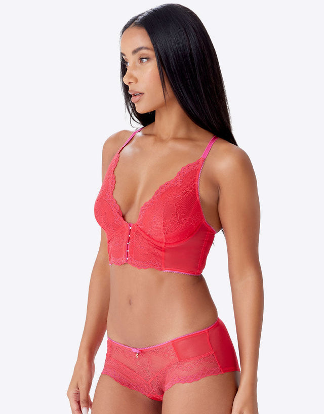 Gossard Superboost Lace Deep V Bralette Rose Red
